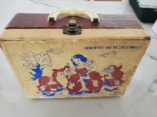 Vintage 1960’s Walt Disney Productions Snow White Seven Dwarfs Suitcase Box Rare