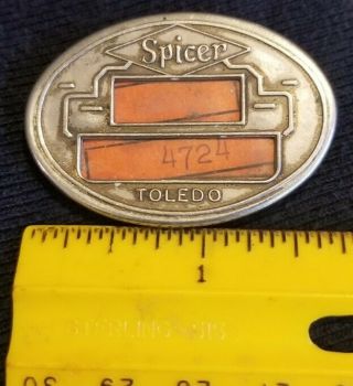Rare Old Vintage Spicer Employee Badge Pin Toledo Ohio Dana