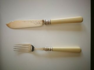 Vintage EPNS Fish Knife & Fork set in woooden box 3
