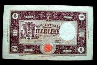 1947 Italy Rare Large Banknote 1000 Lire Vf Bb Grande M