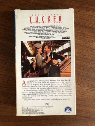 RARE OOP 1ST EDITION TUCKER THE MAN AND HIS DREAMS VHS VIDEO TAPE JEFF BRIDGES 2