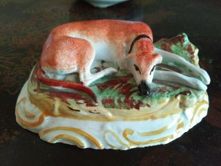Darling Rare English Porcelain Staffordshire Whippet Dog 19th Century