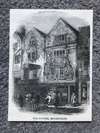 Old Houses Moorfields City Of London 1858 Engraving Antique Print Britain