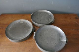 3 Early Pewter Warming Plates With Crowned X Mark