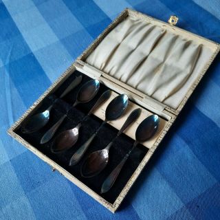 Vintage Set Of 6 Epns Silver Plated Tea Spoons.  With Card.