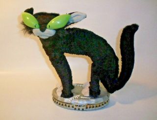 Vintage Gemmy Animated Fraidy Cat Halloween Scrawny Black Alley Cat,  Rare