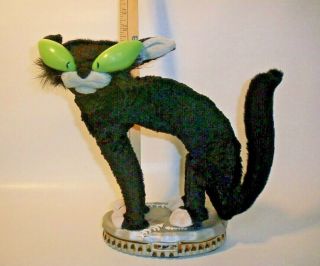 Vintage Gemmy Animated Fraidy Cat Halloween Scrawny Black Alley Cat,  Rare 3