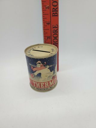 Rare Vintage Thermo Anti Freeze Coin Bank Metal Oil Can Gas Station Sign -