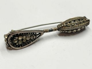 Antique Victorian Paste Set Silver Metal Cluster Ladies Pin Brooch