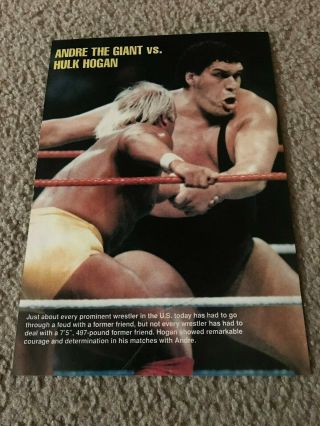 Vintage Wwf Hulk Hogan Vs Andre The Giant Wrestling Pinup Photo 1980s Wwe Rare