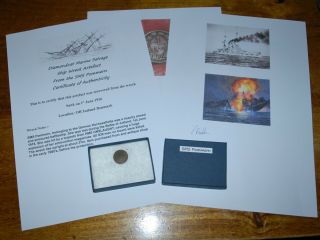 Shipwreck Coin From German Battleship Sms Pommern Presentation Box & Signed