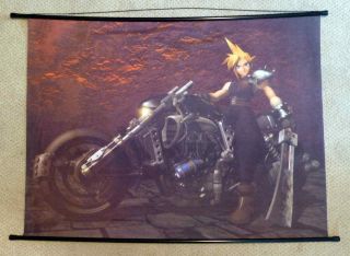 Rare Final Fantasy Vii Wall Scroll Fabric Poster - Cloud Strife On Hardy Daytona