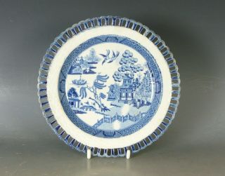 Antique Blue And White Staffordshire Pearlware Ribbon Plate 19thc