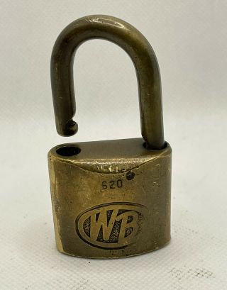 Antique/vintage Wb No.  620 Wilson Bohannan Brass Padlock W/key