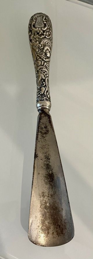 A Silver Vintage Hallmarked Shoe Horn With A Lovely Detailed Handle