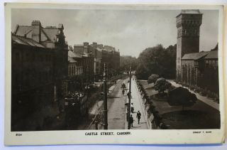 1914 Castle Street,  Cardiff Antique Early 20th Century Postcard By Ernest T Bush