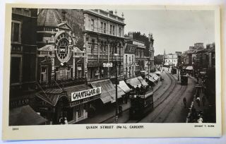 Queen Street (no 1) Cardiff Antique Early 20th Century Postcard By Ernest T Bush