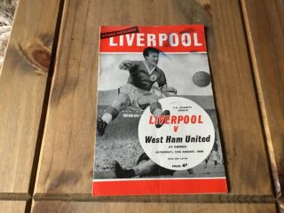 Liverpool V West Ham United 1964 Charity Shield Rare