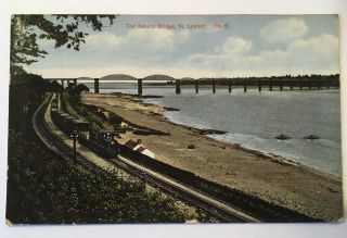 C.  1914 The Severn Bridge Near Lydney (no 5) Antique Early 20th Century Postcard