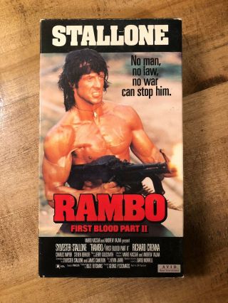 Rare Oop Rambo First Blood Part Ii 2 Vhs Video Tape Avid Sylvester Stallone