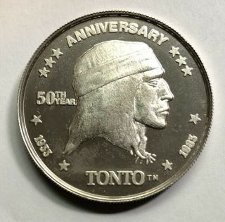 Lone Ranger 50th Anniversary Tonto 1983 1oz 999 Fine Silver Round - Ultra Rare
