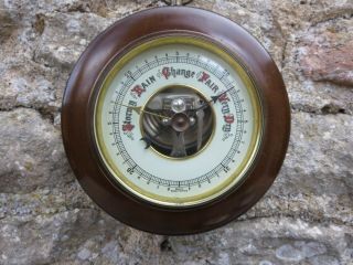 5 " Vintage Aneroid Barometer Western Germany Wood Antique