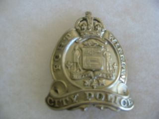 Rare Vintage Hat Badge Of The Fort William City Police,  Ontario,  Canada
