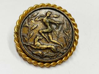 Vintage Antique Style Hunting Man With Dog Scene Ladies Costume Pin Brooch