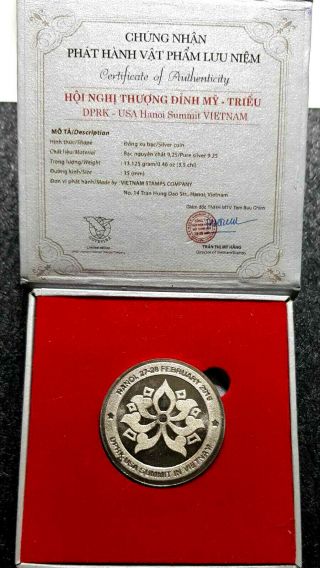 Dprk - Usa 1st Hanoi Summit In Vietnam (925) Silver Coin Rare (, 1 Coin) D8307