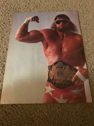Vintage 1988 Wwf Macho Man Randy Savage Wrestling Pinup Photo 1980s Wcw Wwe Rare