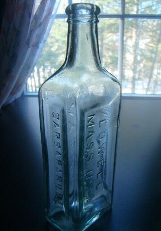 Antique AYER ' S COMPOUND EXT.  SARSAPARILLA - LOWELL,  MASS.  Quack Medicine Bottle 2
