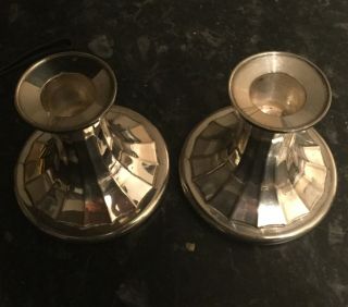 Pair Small Silver Plated Vintage Viners Candle Sticks
