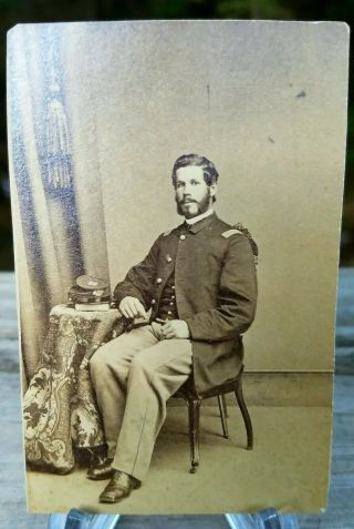 Rare Civil War Cdv - Uniformed Historic 6th Corps Union Officer Philadelphia Pa