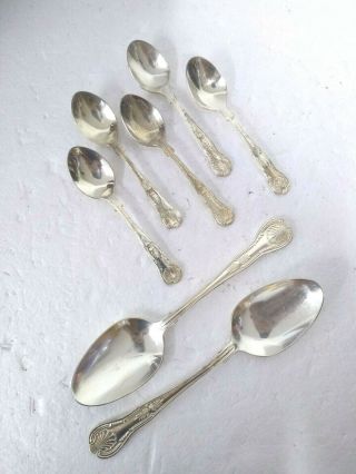 Viners Vintage Silver Plated Pattern Tea Spoons X 5 Serving Spoons X 2 - Epp
