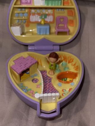 vintage polly pocket rabbit home pen house with bedroom dining room and garden 2