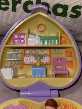 vintage polly pocket rabbit home pen house with bedroom dining room and garden 3