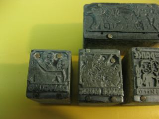 Antique Printer ' s Blocks Lead Cuts on Wood 5 diff.  BAND MUSIC & DANCING 2