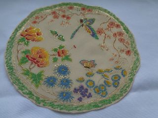 3 Pretty Vintage Hand Painted Silk Butterfly & Bird Mats For Framing?