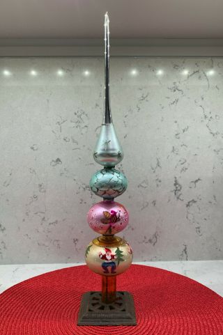 Vintage Hand - Painted Blown Glass Christmas Tree Topper - A Rare Find
