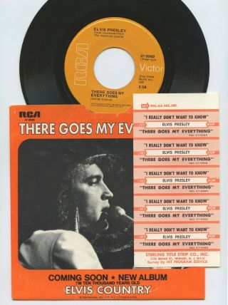 Rare Rock&roll 45 - Elvis Presley - There Goes My Everything - Rca 9960