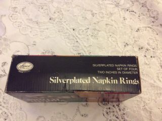 Vintage Set Of 4 Silver Plated Napkin Rings By Leonard From 1981.  Boxed &