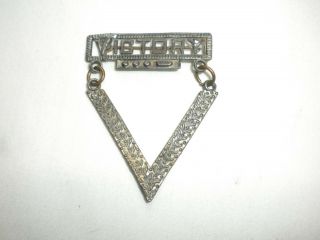 Rare Vintage Wwii Large V For Victory Pin W/morse Code For V,  Ww 2