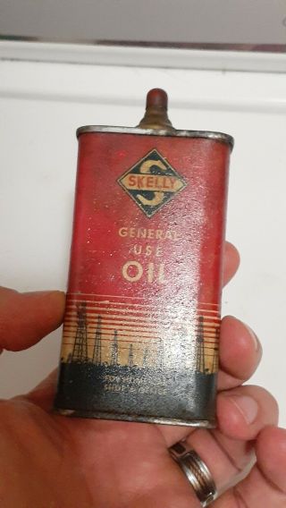 Empty Early (4oz) Rare Vintage Old Skelly General Use Oil Tin Can Handy Oiler