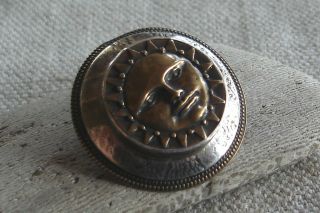 Rare Vintage Tabra Sterling Silver Bronze Large Round Sun Moon Face Pin Brooch
