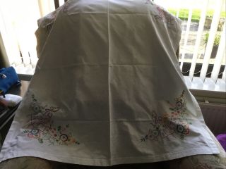 Vintage Crinoline Lady Embroidered Table Cloth Vgc