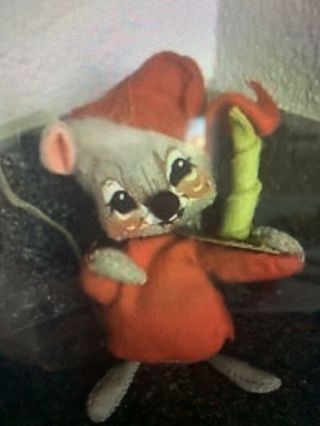 Vintage 1971 Annalee Mobilitee Christmas Mouse With Candle,  Posable 7 "