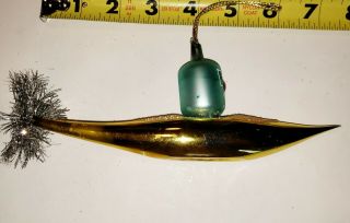 Rare Vintage Italian Glass Space Rocket Christmas Ornament Italy