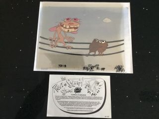 Ren And Stimpy Hand Painted Animation Cel With,  Awesome Picture.  Very Rare