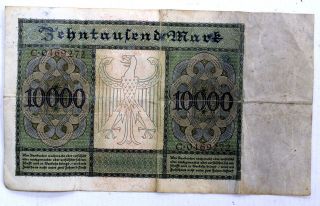 Antique GERMANY ZEHNTAUSEND MARK 10,  000 REICHSBANKNOTE Dated 1922 - BB2 2