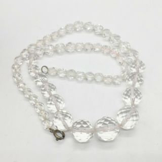 Vintage / Antique Art Deco Multi Faceted Glass Crystal Bead Ladies Necklace